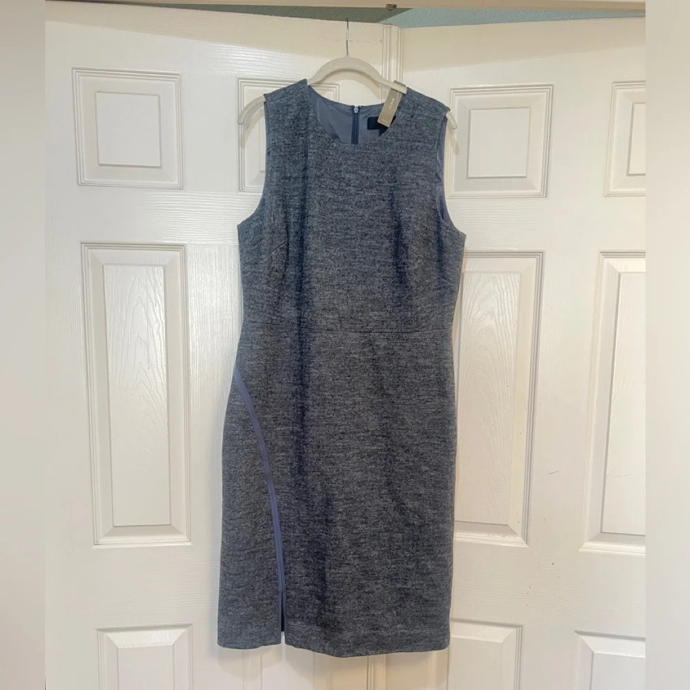 J. Crew Herringbone Knee Length Dress Gray sz 16T Wool blend Workwear business‎